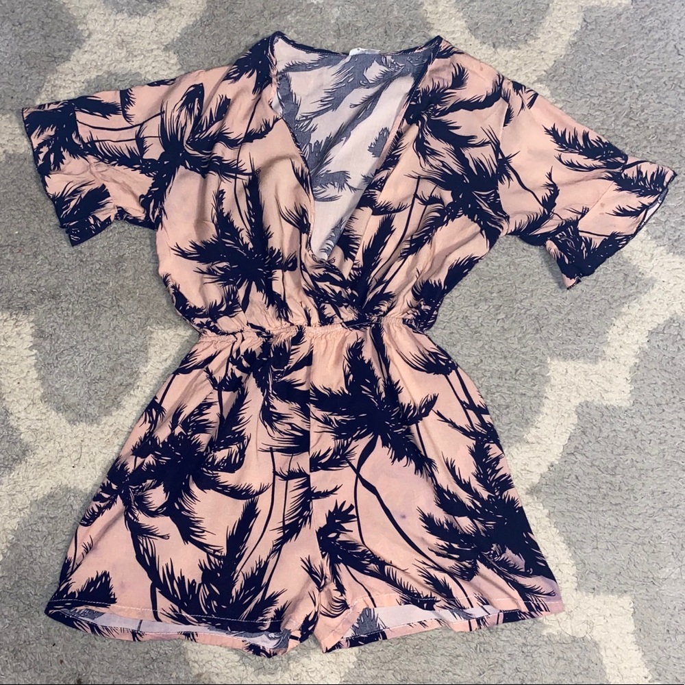 3/$9 or 5/$10 size medium tropical romper pink